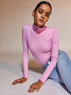 Urban Outfitters OUT FROM UNDER Willow Pink Ribbed Jersey Bodysuit, Size XS